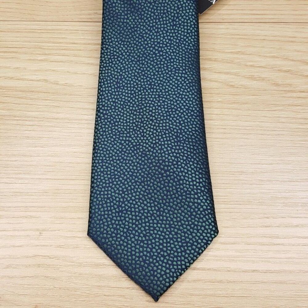 ALFANI Mens Neck Tie Green Black Micro Dot Textured Modern Slim Necktie